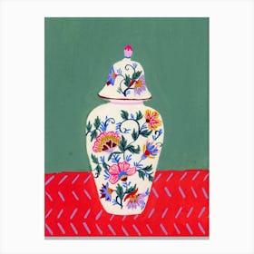 Vintage Flower Vase Canvas Print