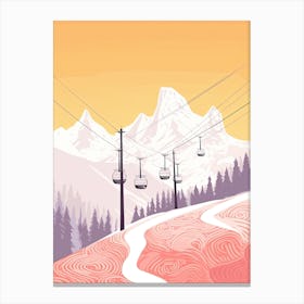 Cortina D Ampezzo   Italy, Ski Resort Pastel Colours Illustration 3 Canvas Print