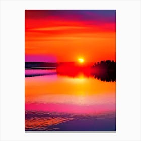 Sunrise Over Lake Waterscape Pop Art Photography 1 Canvas Print