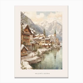 Vintage Winter Poster Hallstatt Austria 4 Canvas Print