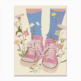 Pink Shoes And Wild Flowers 2 Canvas Print