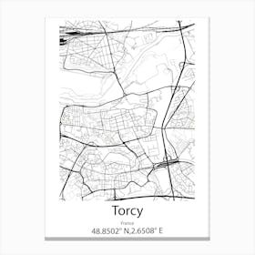 Torcy,France Minimalist Map Canvas Print