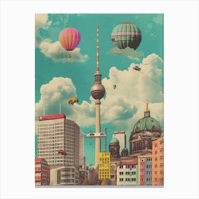 Berlin   Retro Collage Style 3 Canvas Print