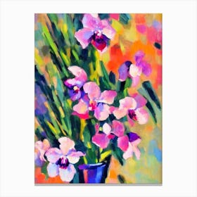 Orchid Floral Abstract Block Colour 2 Flower Canvas Print