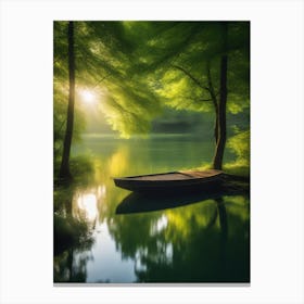 Boat In A Lake Canvas Print