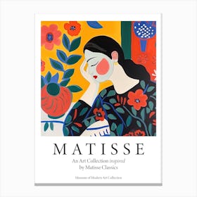 Sleepy Woman With Floral Dress, The Matisse Inspired Art Collection Poster Canvas Print