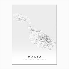 Malta White Map Stampe su tela