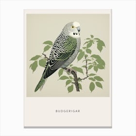 Ohara Koson Inspired Bird Painting Budgerigar 2 Poster Canvas Print