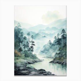 Watercolour Of Danum Valley Conservation Area   Borneo Malaysia 3 Canvas Print