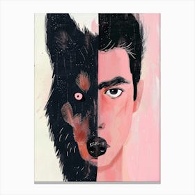 Wolf And Man 1 Canvas Print