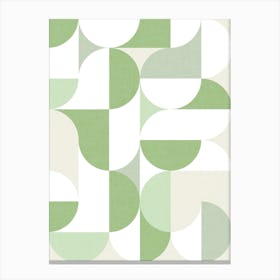 Mid-Mod playful geometric dots and shapes pattern tonal green pastels Canvas Print