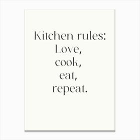 Kitchen Rules Love Cook Eat Repeat Canvas Print