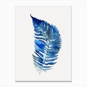 Crisped Blue Fern Watercolour Canvas Print