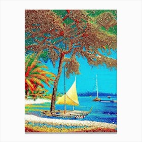 Mactan Island Philippines Pointillism Style Tropical Destination Canvas Print