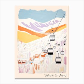 Poster Of Telluride Ski Resort   Colorado, Usa, Ski Resort Pastel Colours Illustration 2 Canvas Print
