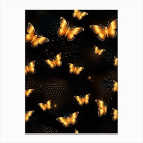 Golden Butterflies On Black Background 2 Canvas Print