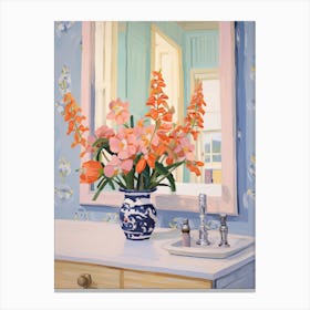 Bathroom Vanity Painting With A Snapdragon Bouquet 4 Canvas Print