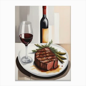 Steak And Wine Canvas Print