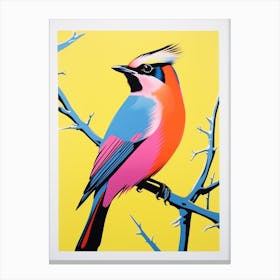 Andy Warhol Style Bird Cedar Waxwing 3 Canvas Print
