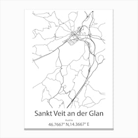 Sankt Veit An Der Glan,Austria Minimalist Map Canvas Print