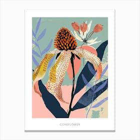 Colourful Flower Illustration Poster Coneflower 3 Canvas Print