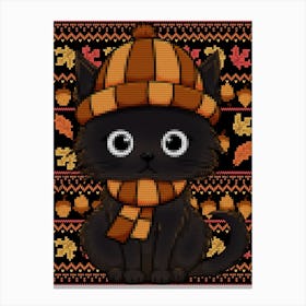 Fall Black Cat Sweater 1 Canvas Print