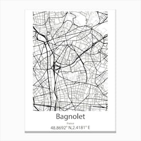 Bagnolet,France Minimalist Map Canvas Print