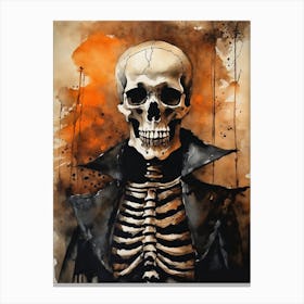 Vintage Halloween Gothic Skeleton Painting (7) Canvas Print
