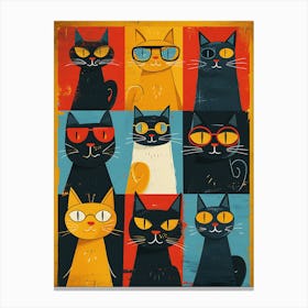 Cats In Glasses Canvas Print Canvas Print