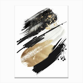 Gold And Black Brush Strokes 35 Canvas Print