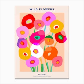 Minimal Floral bouquet Matisse Peach Fuzz Canvas Print