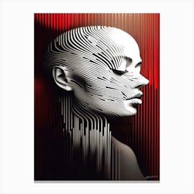 Linear Thoughts - Abstract Portrait Of A Woman Canvas Print
