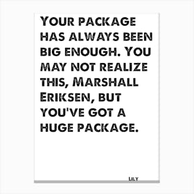 How I Met Your Mother, Lily, Quote, You've Got A Huge Package, Wall Print, Wall Art, Print, 1 Canvas Print