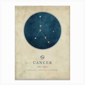 Astrology Constellation and Zodiac Sign of Cancer Canvas Print