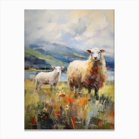 Sheep & Lamb By The Loch Linnhe 2 Canvas Print