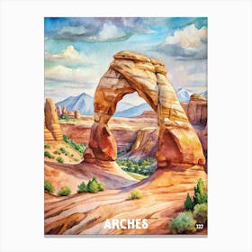Arches National Park Watercolor Painting Canvas Print
