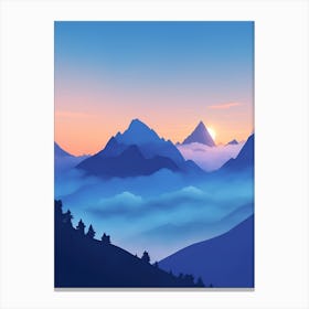 Misty Mountains Vertical Composition In Blue Tone 79 Canvas Print