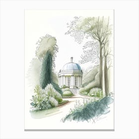 Chiswick House Gardens, United Kingdom Vintage Pencil Drawing Canvas Print