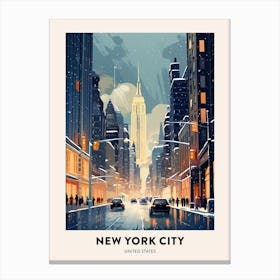 Winter Night  Travel Poster New York City Usa 3 Canvas Print