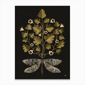 Dragonfly And Tree folk art Canvas Print