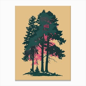 Hemlock Tree Colourful Illustration 2 Canvas Print
