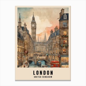 London Travel Poster Vintage United Kingdom Painting (14) Canvas Print