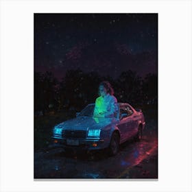 Girl In A Car Canvas Print