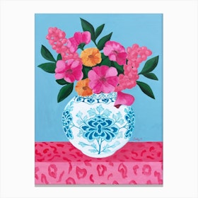 Chinoiserie Vase And Flowers Canvas Print