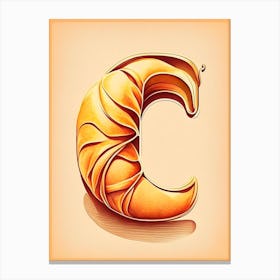 C  Croissant, Letter, Alphabet Retro Drawing 1 Canvas Print