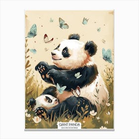 Giant Panda Cub Playing With Butterflies Poster 1 Canvas Print