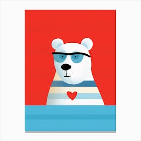 Little Polar Bear 2 Wearing Sunglasses Canvas Print