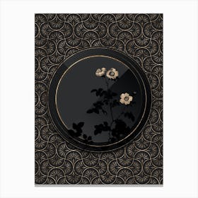 Shadowy Vintage White Sweetbriar Rose Botanical in Black and Gold 1 Canvas Print