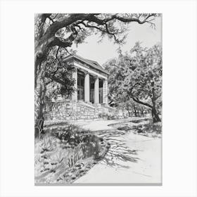 Memorial Museum Austin Texas Black And White Drawing 1 Canvas Print