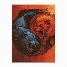 Badass Lion And Wolf 3 Canvas Print